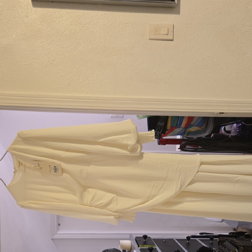 Elegant Long Sleeve Cream Dress